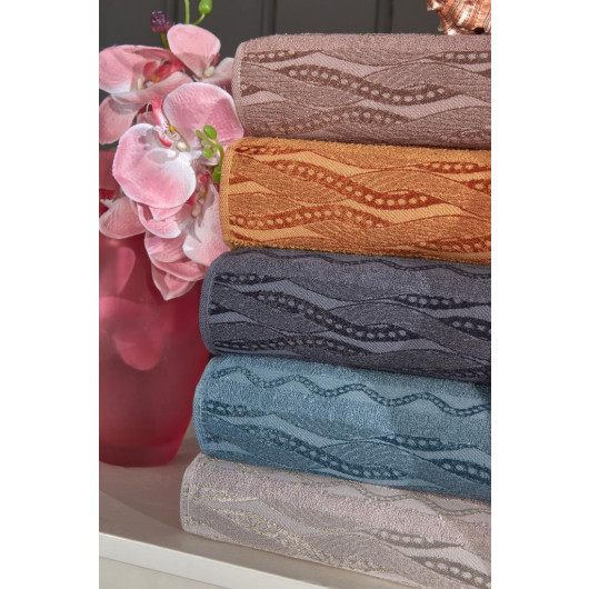 Wave Patterned Jacquard Set Of 6 Hand Face Towels