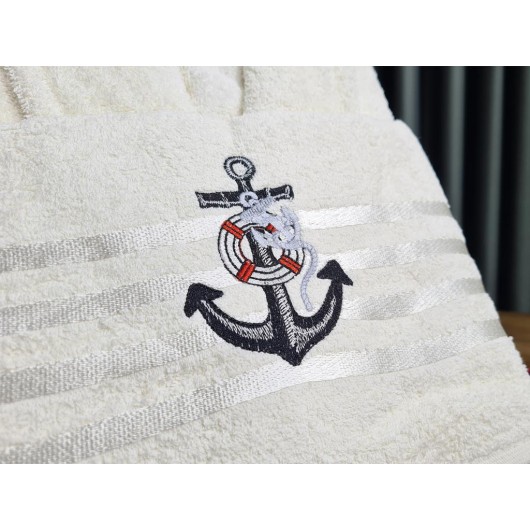 Denizci Men's Bathrobe/Robe Set, Cream Color
