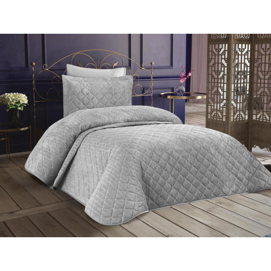 Gray Velvet Single Bed Sheet