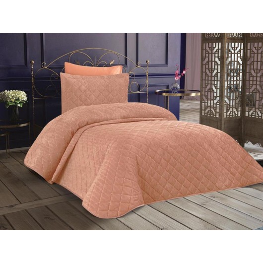 Velvet Single Bedspread In Powder/Dessert Pink