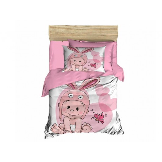 Pink Bunny 3D Digital Print Children's Duvet Cover Set