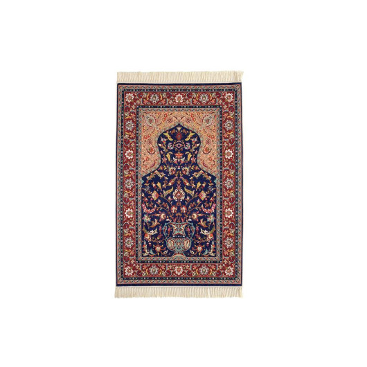 Luxurious Umrah Prayer Rug With Digital Print, Navy Color