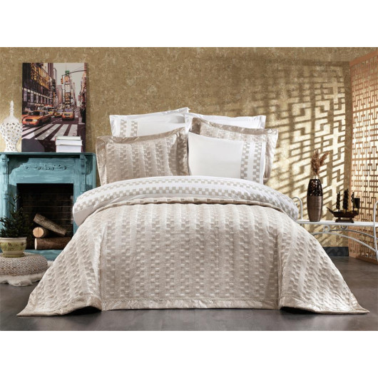 Luxurious 9-Piece Embroidered Bedding Set Cappuccino Dolce