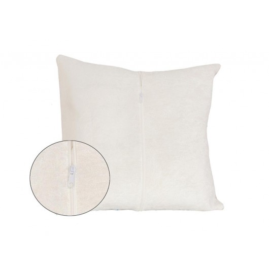 Two-Piece Cushion Cover, Made Of Velvet Fabric, White, Dotted