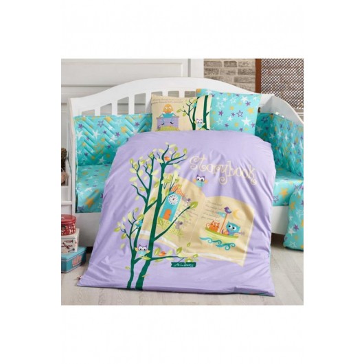 Duvet Cover Set For Children, Dream Clock Lilac Color