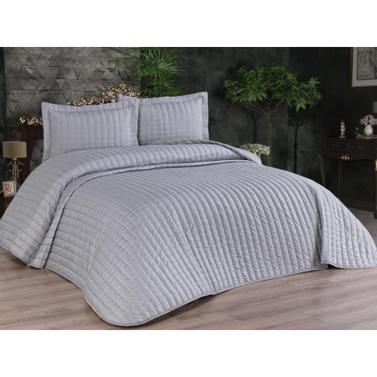 Gray Dublin Double Quilted Bedspread