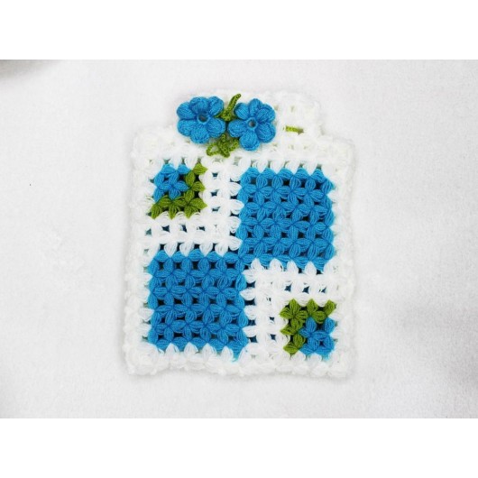 Karelim Handmade Fiber Loofah White-Blue