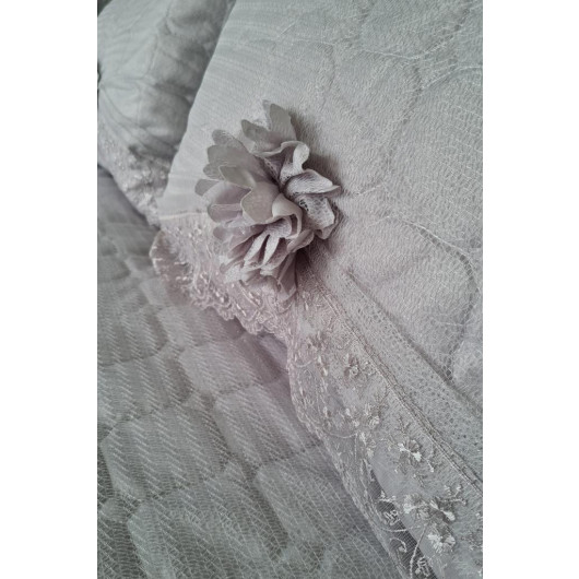 Elegant Double Bedspread Set Gray