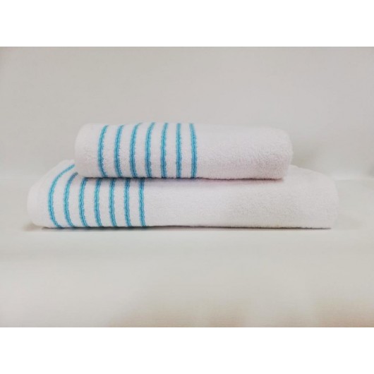 Elegant Double Cotton Bath Towel Set Cream Turquoise