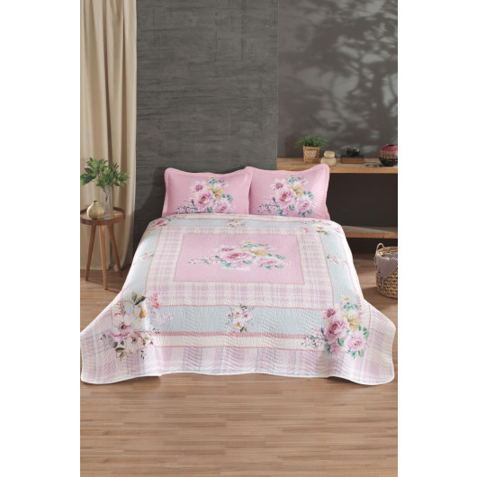 Elita Printed Quilted Double Bedspread Pink