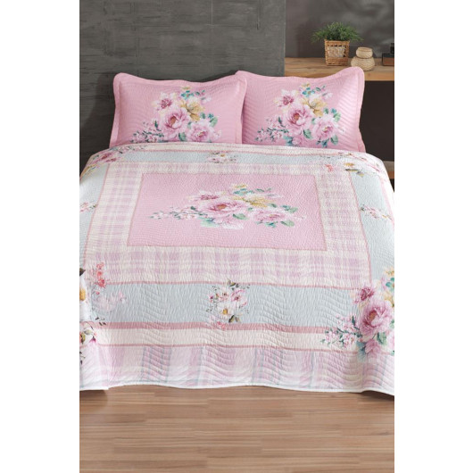 Elita Printed Quilted Double Bedspread Pink
