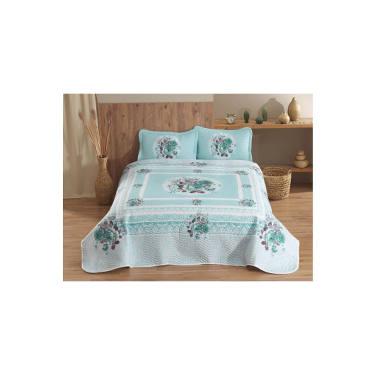 Emily Printed Quilted Double Bedspread Green