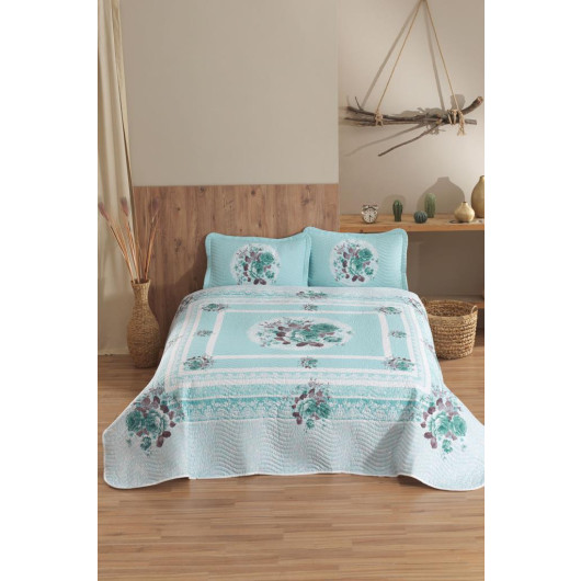 Emily Printed Quilted Double Bedspread Green