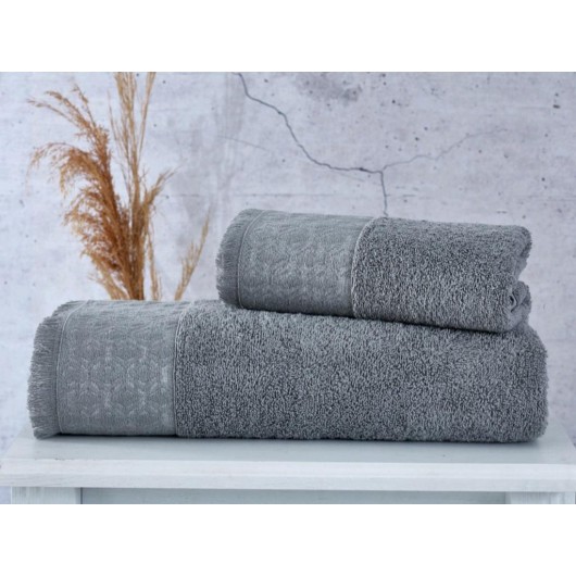Two-Piece Bath Towel Set, Esra Gray