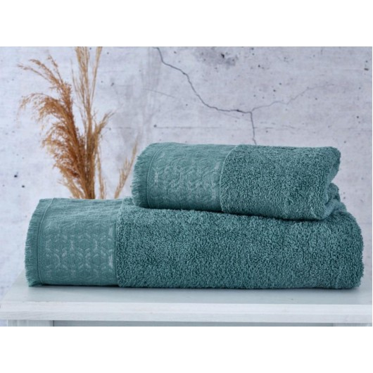 Bath Towels Set Of Two Pieces, Green Color Esra