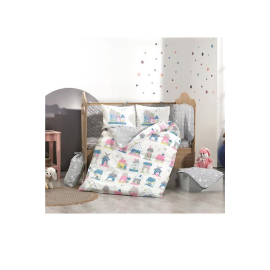 Newborn Baby Quilt Cover Set, Blue-Pink Felix