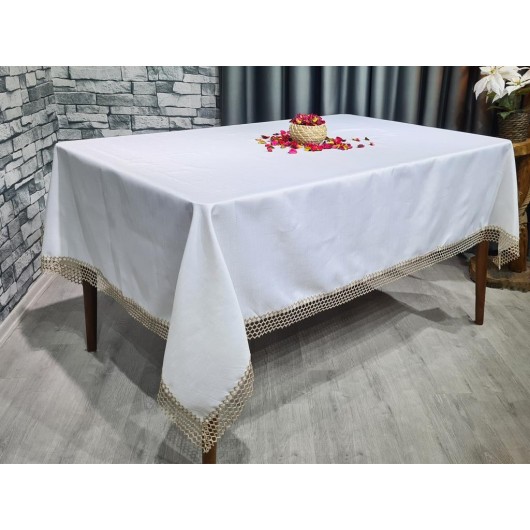 Mesh Single Table Cloth 160X220Cm Cream Cappucino