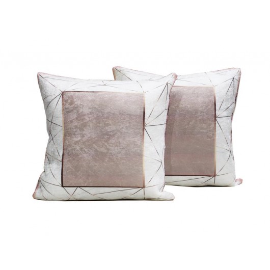 Two-Piece Cushion Cover, Cream-Brown Velvet Fabric
