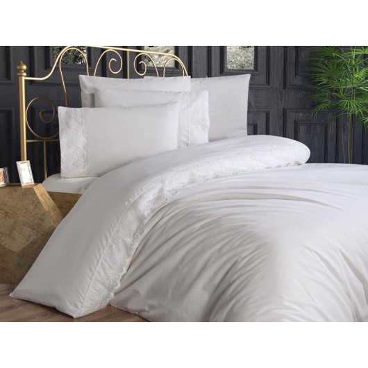 Alber Cream French Lace Duvet Cover Set
