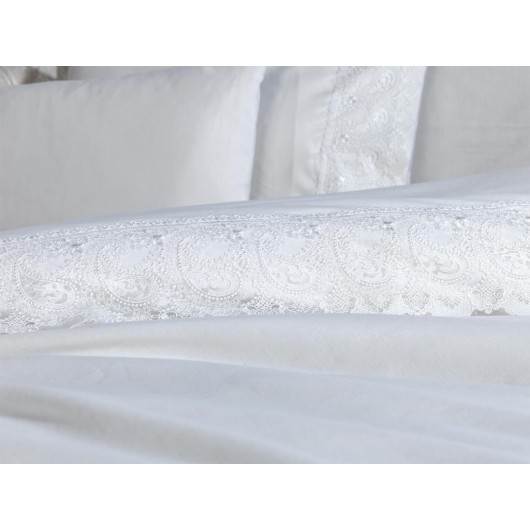 Alber Cream French Lace Duvet Cover Set