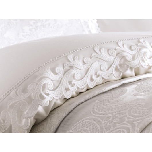 French Lace Comforter Set 7 Pieces Cream Color