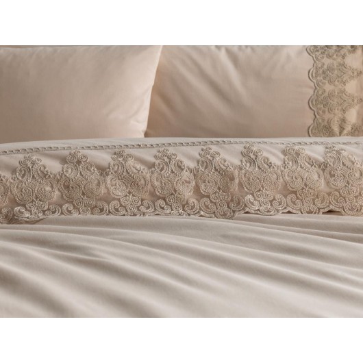 Duvet Cover Set In Cappuccino Color French Lace