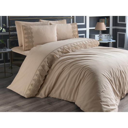 Duvet Cover Set In Cappuccino Color French Lace