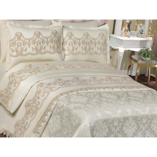 7 Pieces French Lace Bridal Bedding Set Sultan