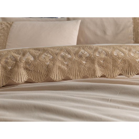 French Lace Cappuccino Vase Duvet Cover Set
