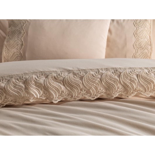 French Lace Cappuccino Wave Duvet Cover Set