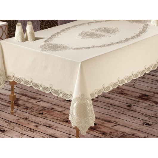 25-Piece French Guipure And Lace Placemat/Cover Cover Set Çağla
