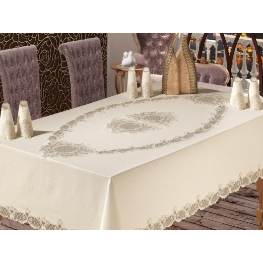 25-Piece French Guipure And Lace Placemat/Cover Cover Set Çağla