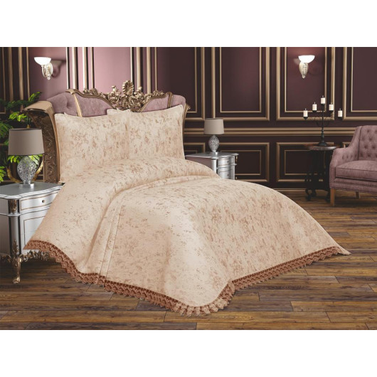 French Guipure Dowry Cloud Bedspread Beige