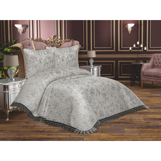 French Guipure Dowry Cloud Bedspread Gray