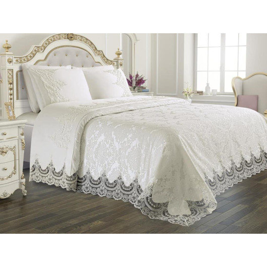 7-Piece Wedding Bedding Set, Cream Color