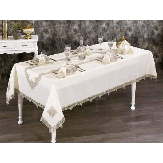 Efes 26-Piece French Guipure And Lace Dinner Placemat/Cover Set