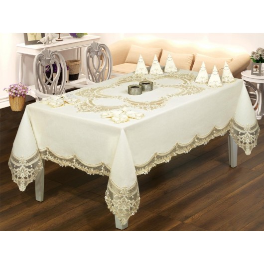 Elfin 25-Piece French Guipure And Lace Dinner Placemat/Cover Set