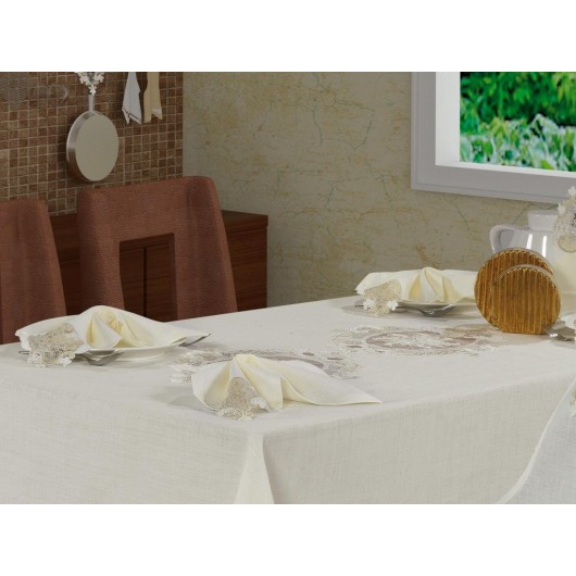 Eylül 17-Piece French Guipure And Lace Placemat/Cover Cover Kitchen Set