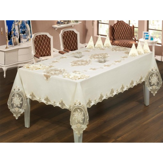 Eylül 25-Piece French Guipure And Lace Dinner Placemat/Cover Set