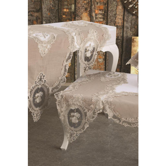 Elit Cappuccino 5-Piece French Velvet Quilting Set For The Living Room