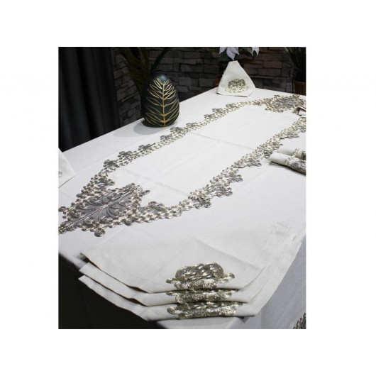 26Pcs French Lace Tablecloth Set Cappuccino Color