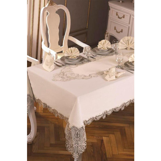 Single Tablecloth, Velvet, Silver Color, 160X220 Cm