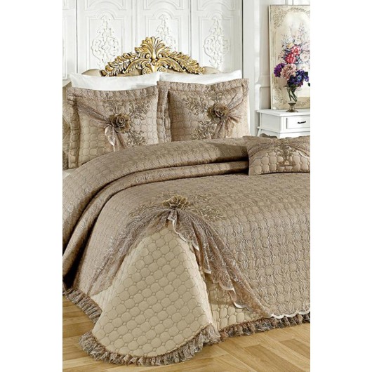 Double Bedspread In Goncagül Cappuccino Color