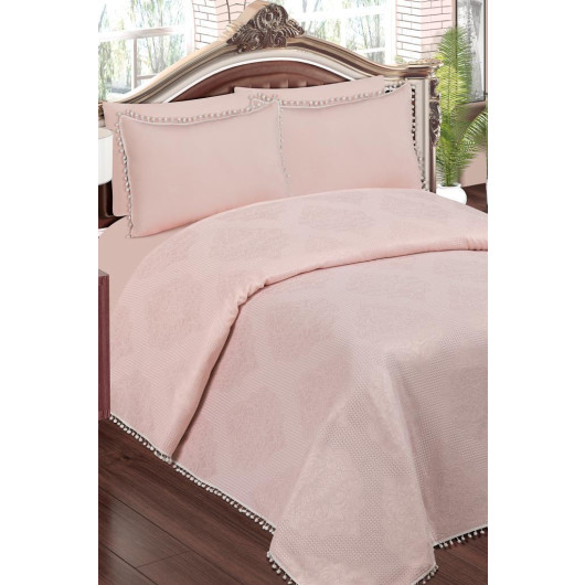 Single Bed Sheet Set Made Of Cotton, Pink Color
