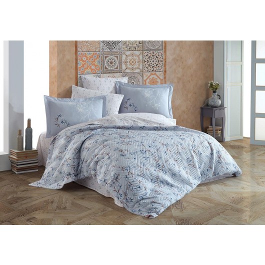Jardin Navy Single Quilted Cover Set