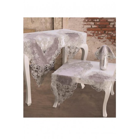 Gray Velvet 5-Piece Living Room Tablecloth Set