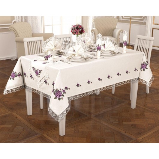 18-Piece Joubert Table Runner And Stitch Set, Lilac