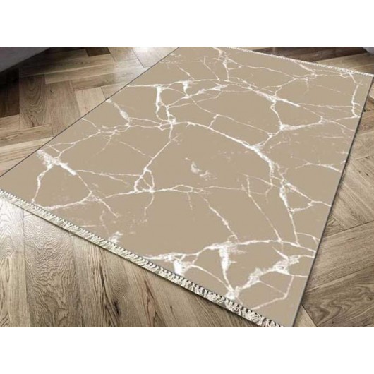 Non-Slip Digital Print Velvet Fabric Carpet Beige 150X220 Cm Crack Wall