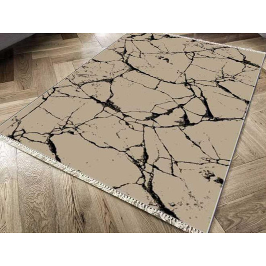 Digital Printed Non-Slip Velvet Carpet Brown 180X280 Cm Crack Wall