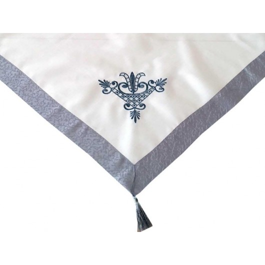Tulip Cover/Tablecloth In Grey-Cream Viscose